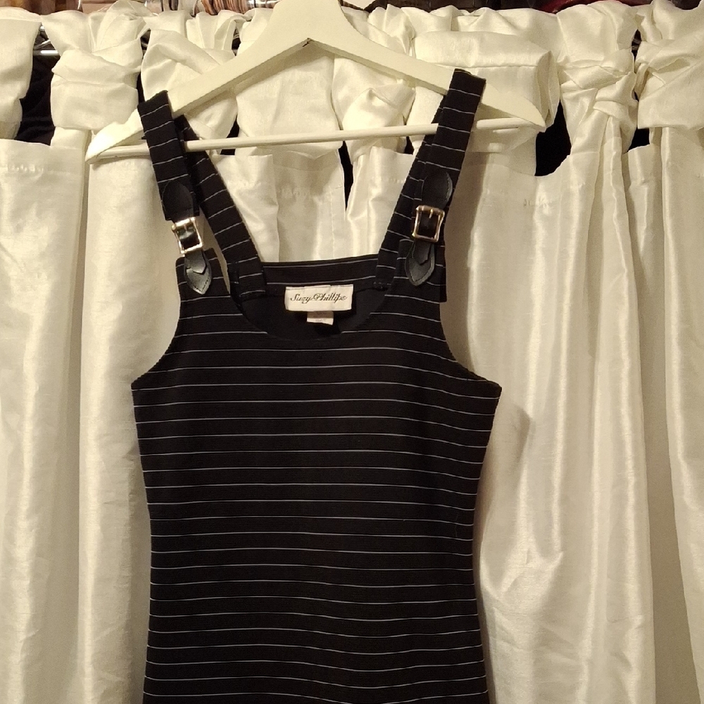 Elegant Black Striped Women's Dress Small - Picture 4 of 8